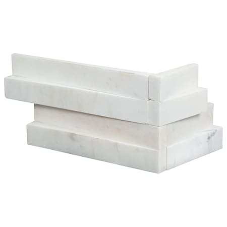 Msi Cosmic White "L" Corner 3D Wave Ledger Panel SAMPLE Honed Marble Wall Tile ZOR-PNL-0031-SAM